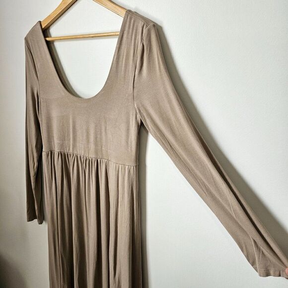 EUC A NEW DAY BEIGE SCOOP NECK LONGSLEEVES MAXI DRESS SIZE MEDIUM - Picture 6 of 13